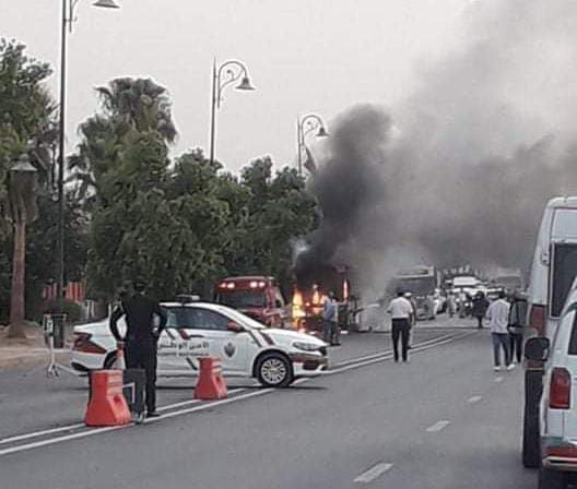 النيران تلتهم حافلة للنقل الحضري ببني ملال