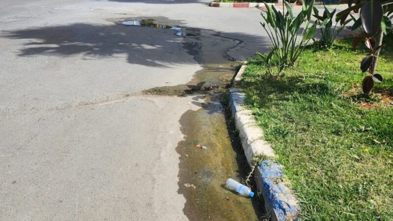 الماء يسيل ليل نهار أمام إقامة كوسطا بيش1 بوزنيقة بجماعة الشراط.. فمتى تنتبه الجهات المسؤولة؟!